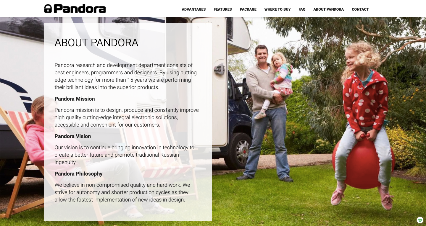 лендинг для pandora-camper